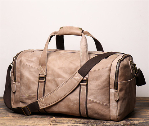 Nesitu Highend Large Vintage Brown Apricot Coffee Genuine Leather Business Men Travel Bags Shoulder Messenger Duffle Bag M9029 ► Photo 1/6