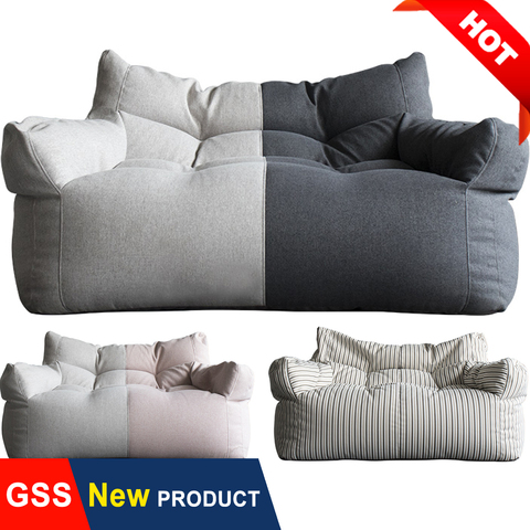 Giant Bean Bag Sofa Chair Cover No Filler Cotton Linen Lazy Sofa Couch Recliner Floor Seat Tatami Puff Ottoman Pouf Footsool ► Photo 1/6