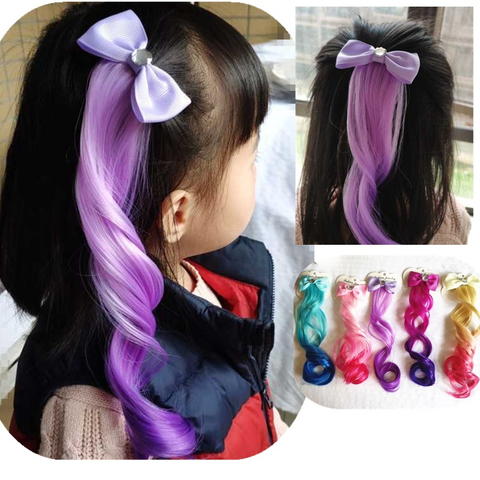 Child Cute Bowknot Crystal Elastic Hair Band Rubber Band Hair Accessories Girls Twist Braid Rope Headdress Kids Wig Headband ► Photo 1/6