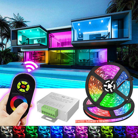 5m Led Strip Light Touch Control RGB 5050 Waterproof Led Strip 10m 15m Led Flexible Ribbon Tape for Home Decorations Room Light ► Photo 1/6
