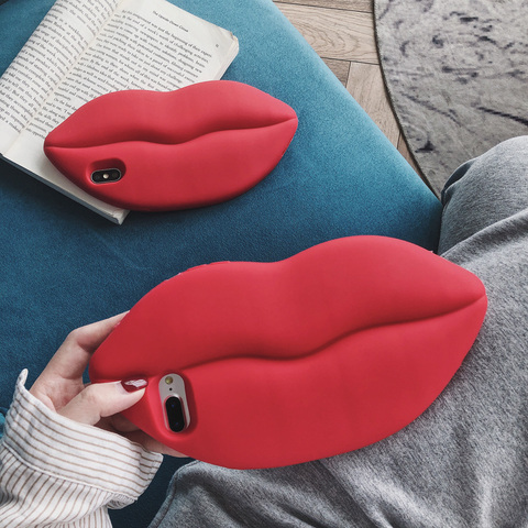 SE2022 12 Mini 11 Pro Max Case 3D Big Mouth Sexy Kiss Red Lips Soft Gel Rubber Phone Case For iPhone XR Xs Max 7 8 Plus 6s Cover ► Photo 1/6