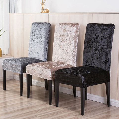 1/2/4/6 Pieces Velvet Shiny Fabric Cheap Chair Covers Universal Size Stretch Chair Covers Seat Case Slipcovers For Dining Room ► Photo 1/6