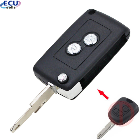 Modified 2 Buttons Folding Key Remote Case Cover Housing Fob For For Peugeot 206 106 306 406 Key Case Cover NE73 Blade ► Photo 1/6