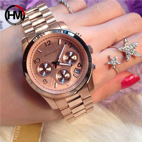 2022 Classic Women Rose Gold Top Brand Luxury Laides Dress Business Fashion Casual Waterproof Watches Quartz Calendar Wristwatch ► Photo 1/6