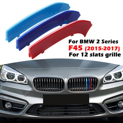 12 Slats Kidney Front Grill Grille Decal Stripe Cover Clip Trim For BMW F45 F46 Active / Gran Tourer 2015-2022 M-Sport Style ► Photo 1/6