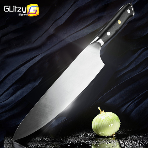 Kitchen knife 8 Inch Chef Knif 7Cr17 440C High Carbon Stainless Steel German G10 Handle Santoku Meat Cleaver knife Cooking Tool ► Photo 1/6