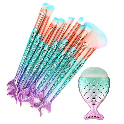 Mermaid Makeup Brushes Set For Foundation Powder Blusher Eyeshadow Concealer Lip Eye Face Make Up Brush Cosmetics Beauty Tools ► Photo 1/6