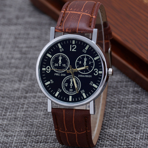 2022 Business sport Men Watch Quality Fashion Numerals Faux Leather Analog Quartz gentleman watches Bracelet Clock Gift ► Photo 1/6