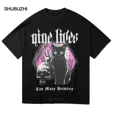 UNSETTLE Harajuku T-shirts Summer Men/Women Hip Hop Gothic Funny Print cat Tshirt Streetwear t shirt Short Sleeve Tee Top ► Photo 1/5