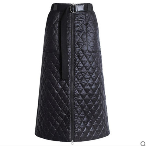 plus size 4XL!Down cotton winter skirt 2022 new fashion zipper  thick warm high waist package hip split skirt ► Photo 1/4