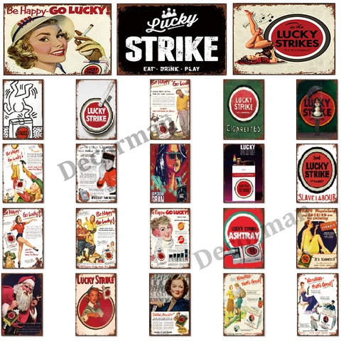 [ WellCraft ] Cigarette Lucky Strike Funny Metal Signs Posters Vintage Wall Painting LTA-1763 ► Photo 1/6
