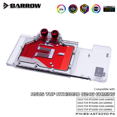 Barrow RTX 3090 3080 GPU Water Block for ASUS TUF 3090/3080 Gaming, Full Cover 5v ARGB GPU Cooler, BS-AST3090-PA ► Photo 1/6