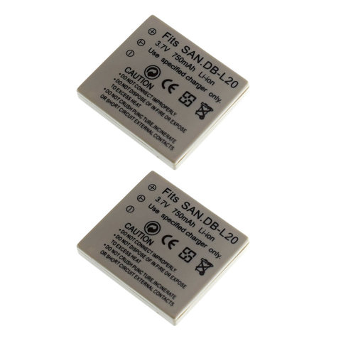 2 x New Battery for Sanyo DB-L20 DBL20 Xacti VPC-C4V VCP-CG9 VPC-C1 DMX-C4(D) ► Photo 1/6