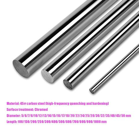 1Pcs Hardening 45# Steel Chromed Round Bar Shaft Rod Dia 5mm-30mm Length 100mm-1000mm Linear Shaft Rods ► Photo 1/4