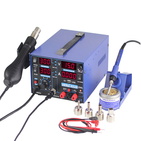 YIHUA 853D 2A Solder Rework Station With 5V USB DC Power Supply Hot Air Gun Soldering Iron Rework Station For Desoldering Repair ► Photo 1/1