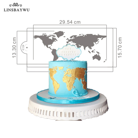 1pc World Map Design Cake Stencil Plastic Cake Border Stencils DIY Drawing Lace Template Cake Mold Cake Decorating Tool Bakeware ► Photo 1/6