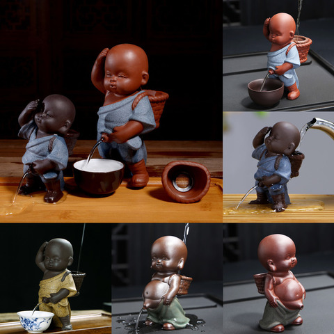 Zisha Tea Strainer Peeing Little Monk Decoration Creative Piss Child Doll Spray Ceramic Character Craft Tea Filter Accessories ► Photo 1/6
