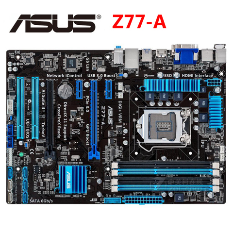 Z77 For ASUS Z77-A 100% Original Motherboard USB 3 32G Z77A Desktop LGA 1155 DDR3 Mainboard SATA III Mother board PCI-E X16 Used ► Photo 1/6