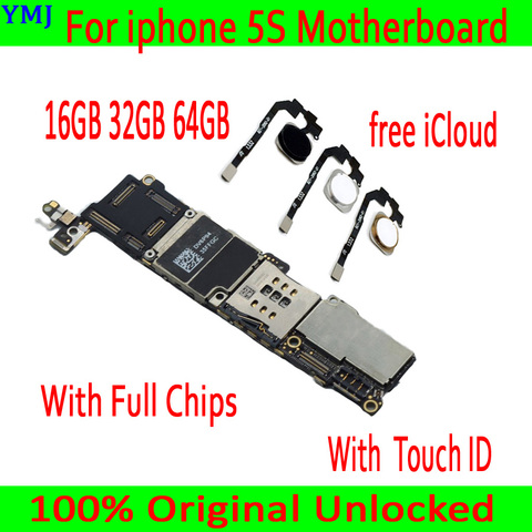 16GB 32G 64G Free iCloud for iphone 5S Motherboard,100% Original unlocked for iphone 5S Mainboard with Touch ID/without Touch ID ► Photo 1/6