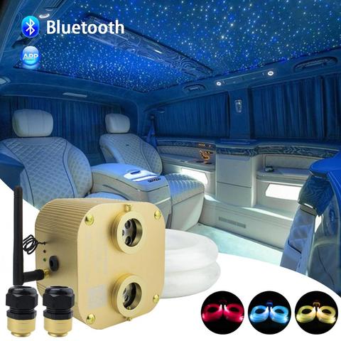 Double Heads Bluetooth 20W Twinkle  Fiber Optic Light engine with RF control 4M Optic Cable for  Starry Effect Ceiling Lighting ► Photo 1/6