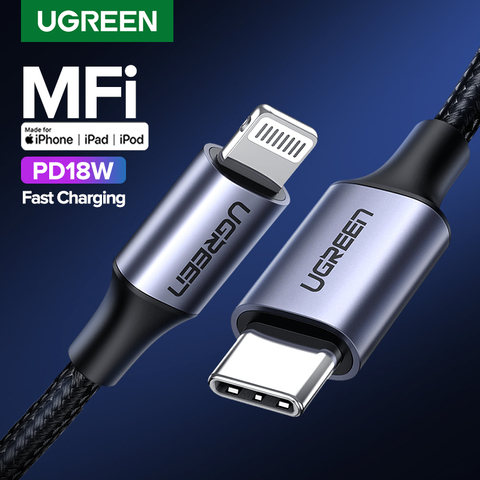 Ugreen MFI usb type c to lightning cable pd charger for iPhone 11 pro xs xr 8 7 6 plus 5 ipad fast charging data 18W 3A short 2m ► Photo 1/6