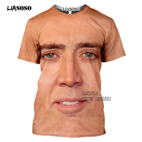 LIASOSO 3D Print Funny Actor Nicolas Cage Men's T-shirt Full Many Faces Printed T shirt Women Casual Summer Short Sleeve Shirt ► Photo 1/6