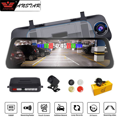 Upgrade 3 in one Mirror Camera 10'' Car Reverse Radar Parking Sensor Blind Spot Detection System Parktronic Auto DVR ► Photo 1/6