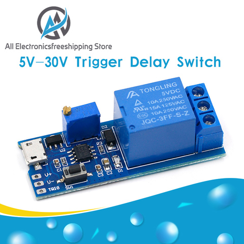 Smart Electronics 5V-30V Micro USB Power Adjustable Delay Relay Timer Control Module Trigger Delay Switch ► Photo 1/6