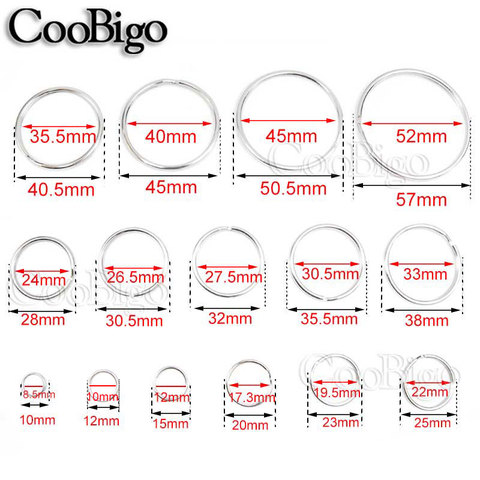 10pcs Pick 15 Sizes 10mm~57mm Silver Plated Hole Key Rings Key Chain Split O-Rings Rhodium Round Split Keychain Accessories ► Photo 1/6
