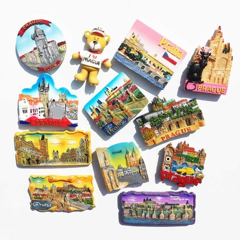 Fridge Magnet Souvenirs Czech Republic Prague Cultural Landscape Prague Mascot Astronomical Clock Magnets Sticker Country Decor ► Photo 1/6