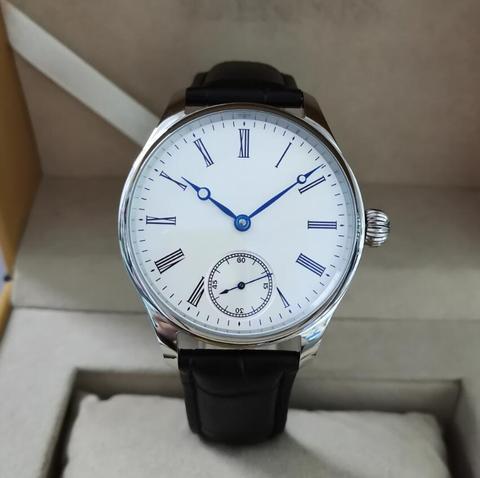 GEERVO No logo 40mm Manual mechanical men's Watch milky white dial Roman number Blue hand ST3621 second hand is at 6 o'clock ► Photo 1/5