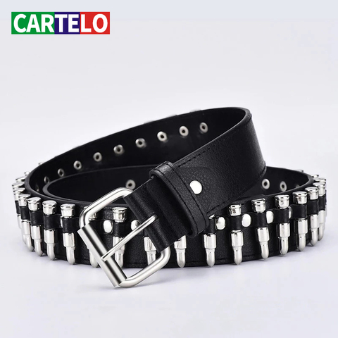 CARTELO New fashion ladies leather punk belt hollow rivet luxury brand belt personality rock wild adjustable young trend belt ► Photo 1/5