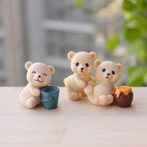 BAIUFOR Animals Miniatures Model Honey Bear DIY Terrarium Accessories Fairy Garden Figurines Doll House Decor Gift Toys ► Photo 1/6