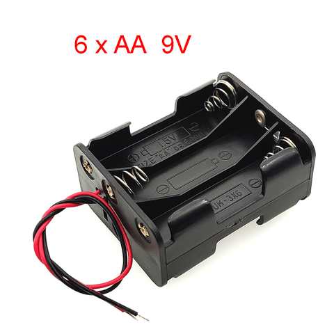 6 x 1.5V AA 9V Battery Storage Holder 6AA Battery Case Battery Box Battery Clip Slot Double Layer Back To Back With Cable ► Photo 1/4