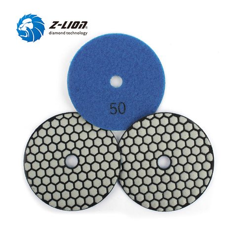Z-LION 3pcs Dry Polishing Pads 4 Inch Professional Flexible Velcro Sanding Discs For Marble Granite Stone Polishing Wheels ► Photo 1/6
