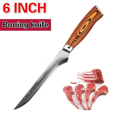 6 Inch Boning Knife High Carbon Butcher Knife Japanese VG10 Damascus Steel Kitchen Knife Wood Handle Utility Knife ► Photo 1/6