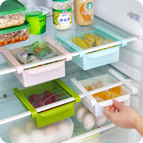 Refrigerator Storage Holder With Layer Partition Hanging Space Saver Shelf Rack Fridge Pull-out Organiser With Layer Partition ► Photo 1/6