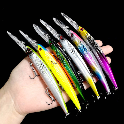 Hengjia 1pcs 15cm 12.5g Large Minnow Deep Diver Fishing Wobbler with 3 Sharp Treble Hooks Artificial Hard Bait Fishing Tackle ► Photo 1/6