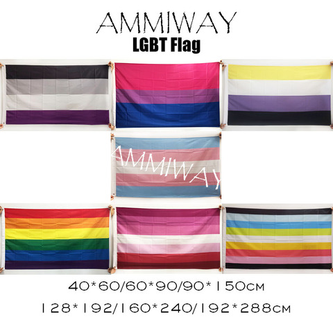 AMMIWAY Asexual Bisexual Non Binary NB Trans Transgender Lesbian Gay Queer Pride Rainbow LGBT Custom Single Double Sided Flags ► Photo 1/3