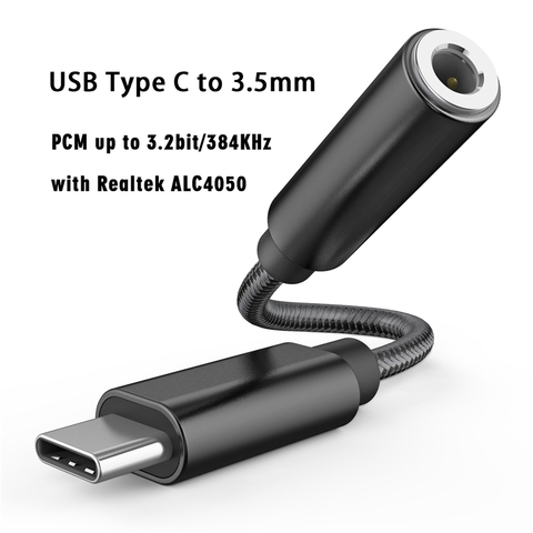 Realtek ALC4050 PCM 32bit/384K Digital Audio Converter DAC USB Type C To 3.5mm Headset Jack Aux Adapter Decoder OFC Pure Copper ► Photo 1/6