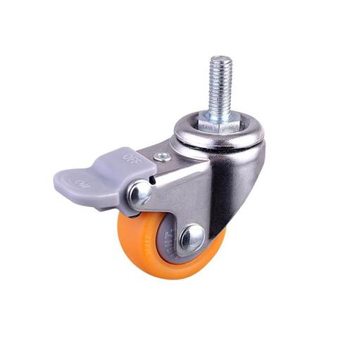 1 inch Heavy Duty 120kg Orange Swivel Castor Wheels Trolley Ultra Quiet Nylon Castor Wheels Furniture Caster with Screw Brake ► Photo 1/6