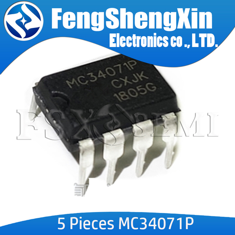 5PCS MC34071P DIP8 MC34071PG MC34071 DIP-8 DIP    Single Supply 3.0 V to 44 V Operational Amplifiers IC ► Photo 1/1