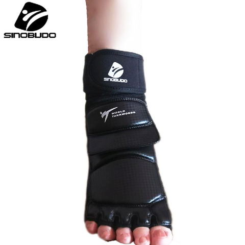 New WT Taekwondo PU Leather Foot Gloves Sparring Karate Ankle Protector Guard Gear Boxing Martial Arts Foot Guard Sock Adult Kid ► Photo 1/6