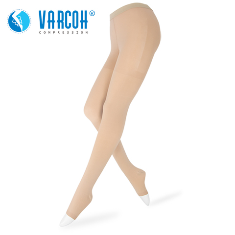 Medical Varicose Veins Pantyhose Waist High Support Compression Tights Stockings Anti Fatigue Travel Flight Soft Feel Open Toe ► Photo 1/6