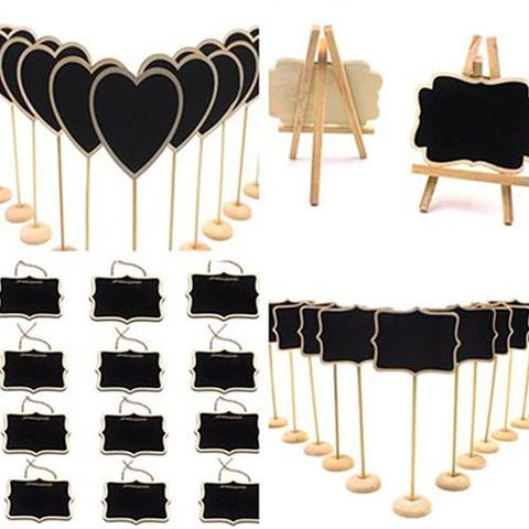 12 Pcs Mini Wooden Blackboard with Stand Clip Message Presentation Chalkboard Display Stand Cards Memo Labels Signs Price Table ► Photo 1/6