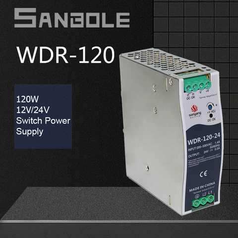 WDR-120W 12V 24V DIN Rail Mounting Installation 380V Single Input Guide Switch Power Supply AC/DC ► Photo 1/1