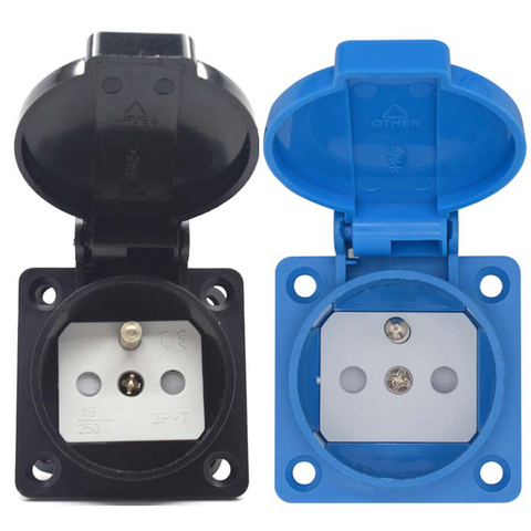 Black blue franch germany industry safety outlet 16A 250V IP54 CE cover waterproof dusrproof power connector AC socket ► Photo 1/6