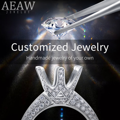 AEAW Customize Moissanite Earring Solid Gold RING and earrings Fine Jewelry Engagement Rings for Women 10K 14K 18K ► Photo 1/2