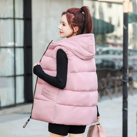 Winter Hooded Long Vest For Women Plus Size Solid Casual Women's Sleeveless Jacket Stand Collar Thick Cotton Padded Puffer Coat ► Photo 1/6