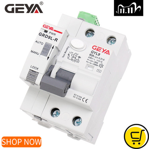 GEYA GRD9L 6KA ELCB RCCB Automatic Reclosing Device with RS485 Function Remote Control Circuit Breaker 2P 40A 63A 30mA RCD ► Photo 1/6